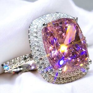 SILVER DIAMOND ROUND SQUARE BRIDAL RING